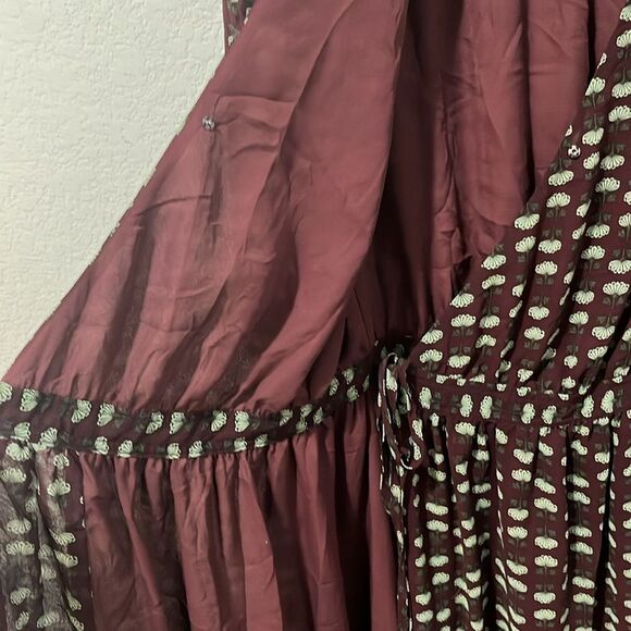 SCOTCH & SODA Atelier 4 Maroon Floral High-Low Wrap Dress, Size M - Picture 11 of 13